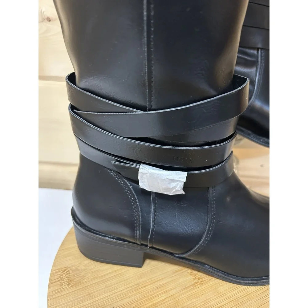 St Johns Bay Women's Black‎ Douglas Knee High 8M Riding Boots NWT